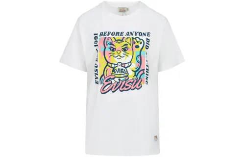 EVISU T Shirts Women's White Crew Neck Moderate Straight Fit