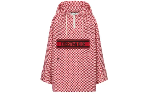 DIOR Quarterly New Products Jackets Women's Red White Hooded Thickened Other