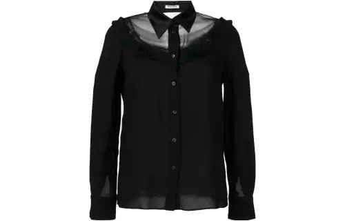 【Pre-Owned】sheer-panelled long sleeve shirt
