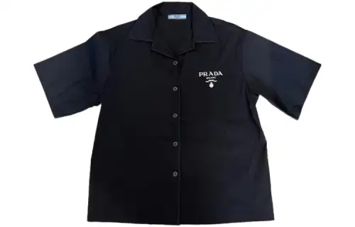 PRADA Shirts Women's Black Cuban Collar Moderate Other