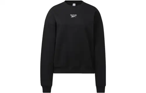 Reebok Sweatshirts Women's Black Crew Neck Moderate Regular
