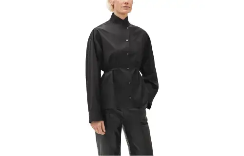HERMES Shirts Women's Black Stand Collar Moderate Other