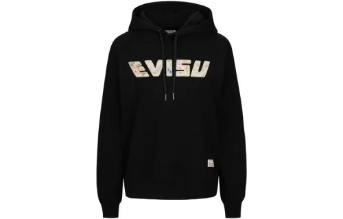 EVISU Sweatshirts Women's Black Hooded Moderate Regular