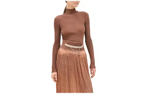HERMES Knitwear Women's Pink Gold Turtleneck Moderate Other