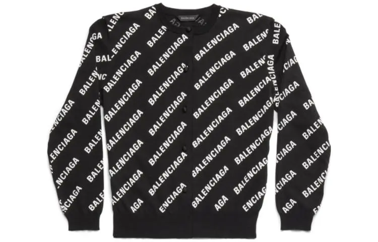 Balenciaga Knitwear Women's Black Crew Neck Moderate Cardigan