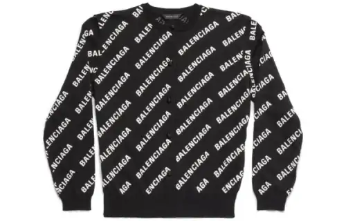 Balenciaga Knitwear Women's Black Crew Neck Moderate Cardigan