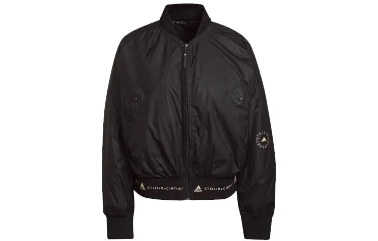 Adidas Jackets Women's Black Stand Collar Moderate Pilot