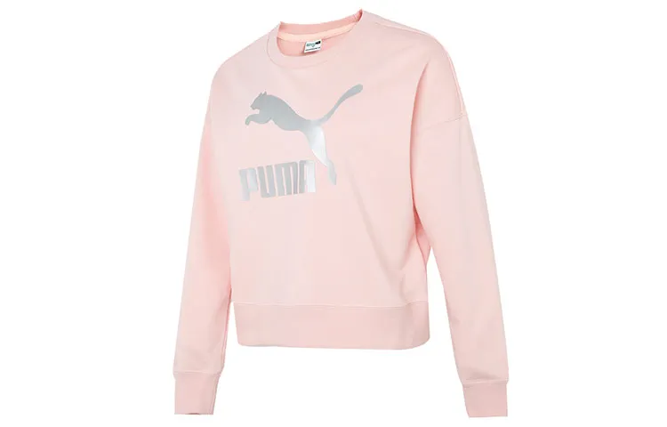 PUMA CLASSICS Sweatshirts Women's Pink Crew Neck Moderate Regular