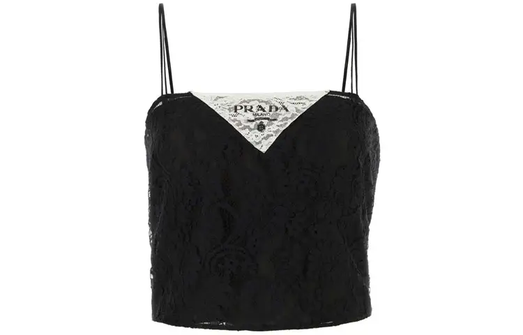 PRADA Camisoles Women's Black Square Collar Moderate Other