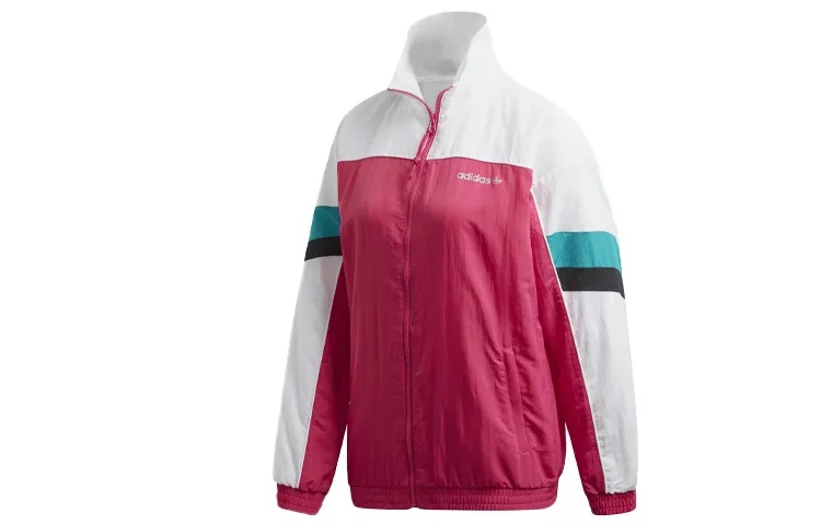 Adidas Originals Tech Track Top Jackets Women's Magenta Stand Collar Moderate Straight Fit