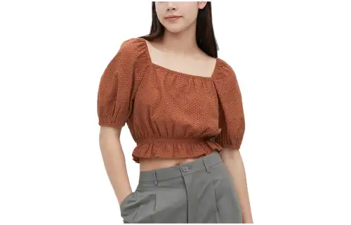 UNIQLO Shirts Women's Light Umber Square Collar Moderate Shirt