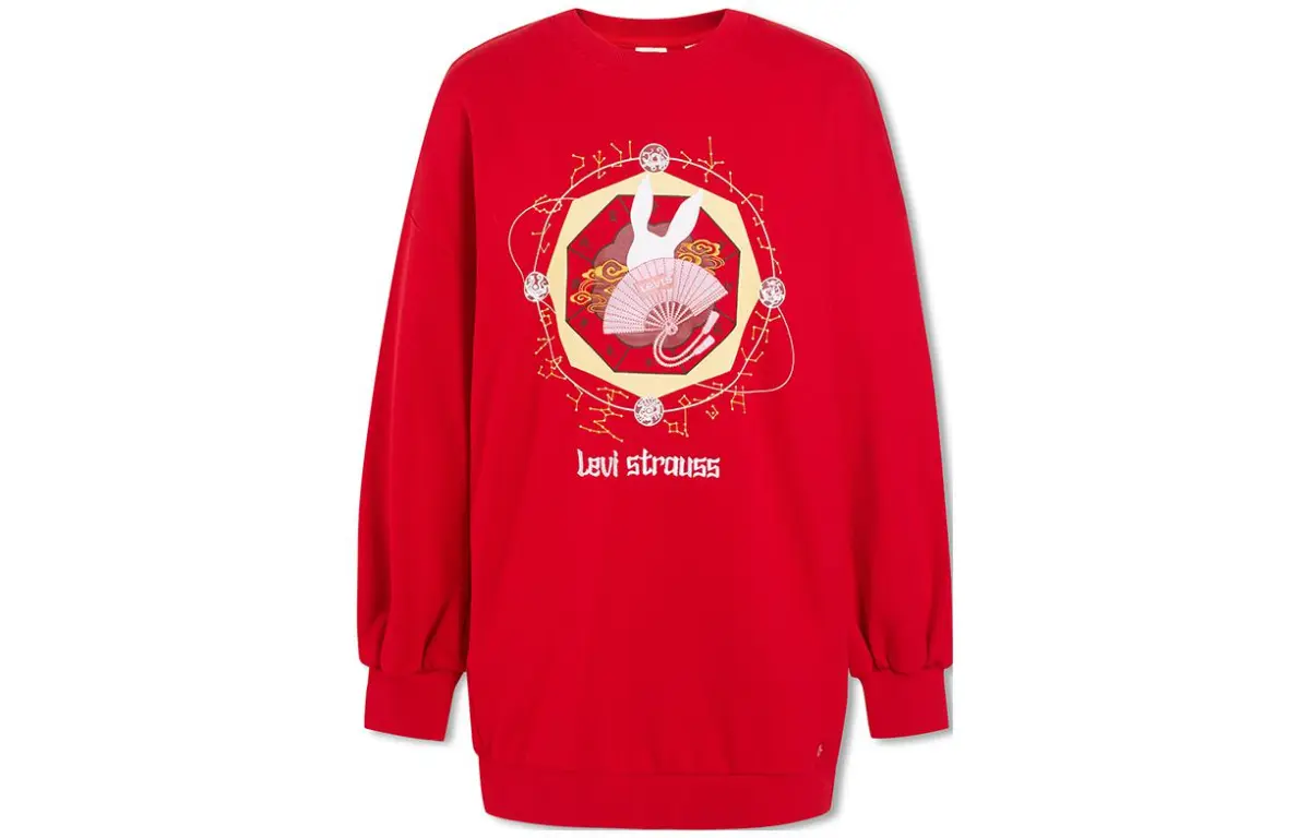 Levi's Sweatshirts Women's Red Crew Neck Moderate Regular