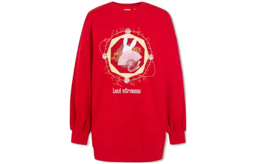 Levis Sweatshirts Women's Red Crew Neck Moderate Regular