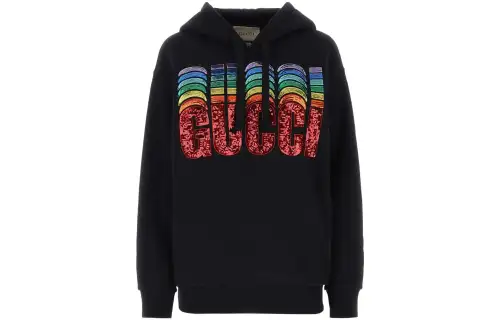 GUCCI Sweatshirts Women's Black Hooded Moderate Regular