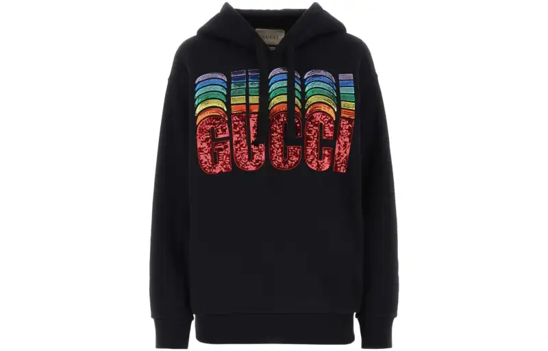 GUCCI Sweatshirts Women's Black Hooded Moderate Regular