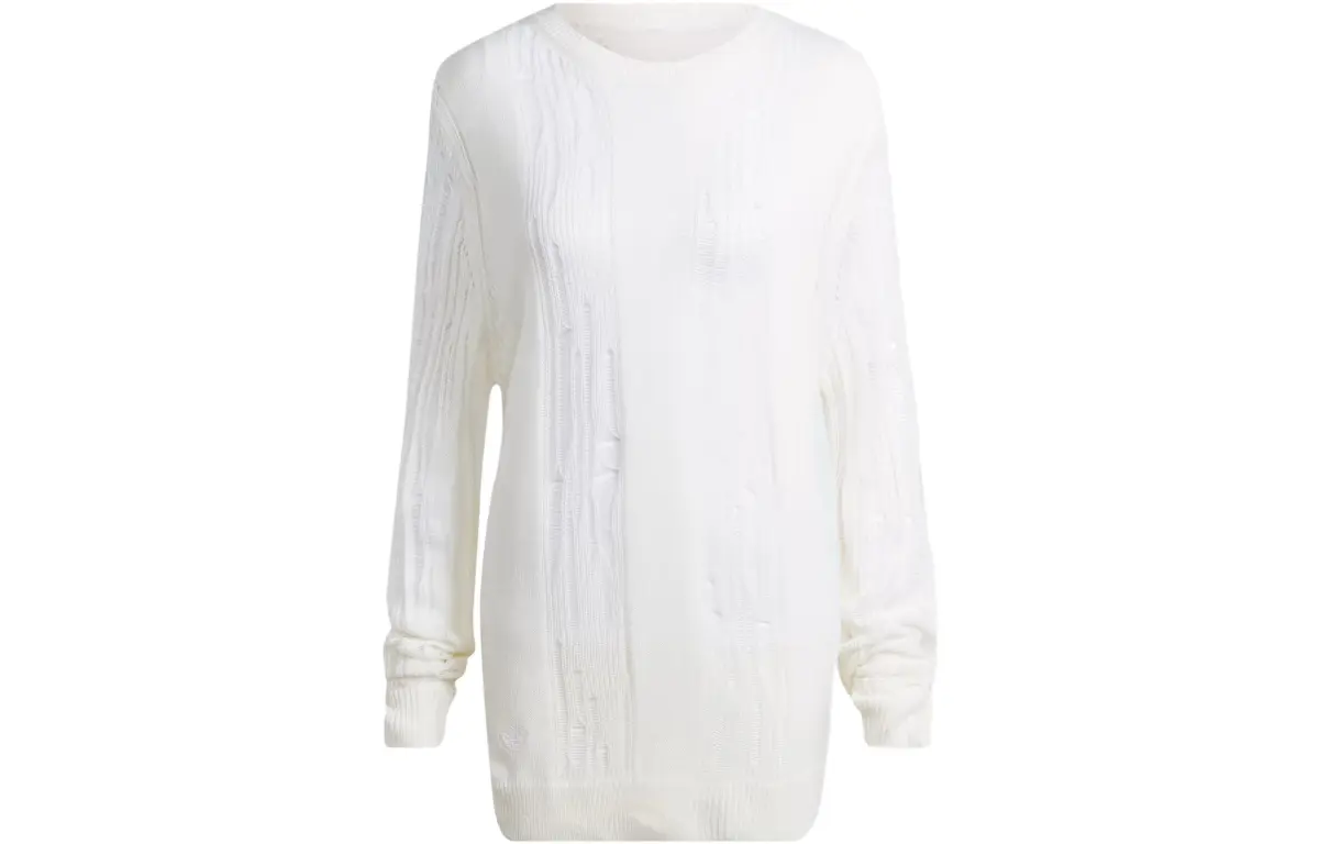 Adidas Originals Knitwear Women's White Crew Neck Moderate Base Layer