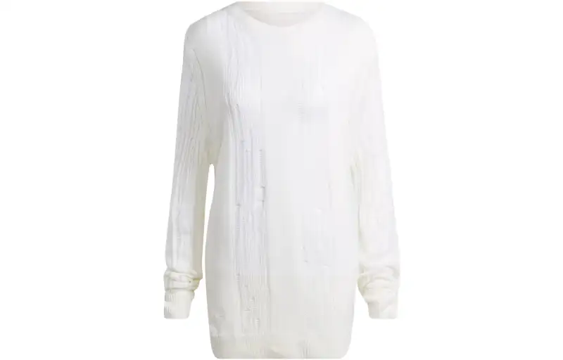 Adidas Originals Knitwear Women's White Crew Neck Moderate Base Layer