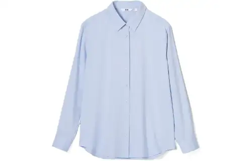 UNIQLO Shirts Women's Aqua Blue Lapel Moderate Shirt