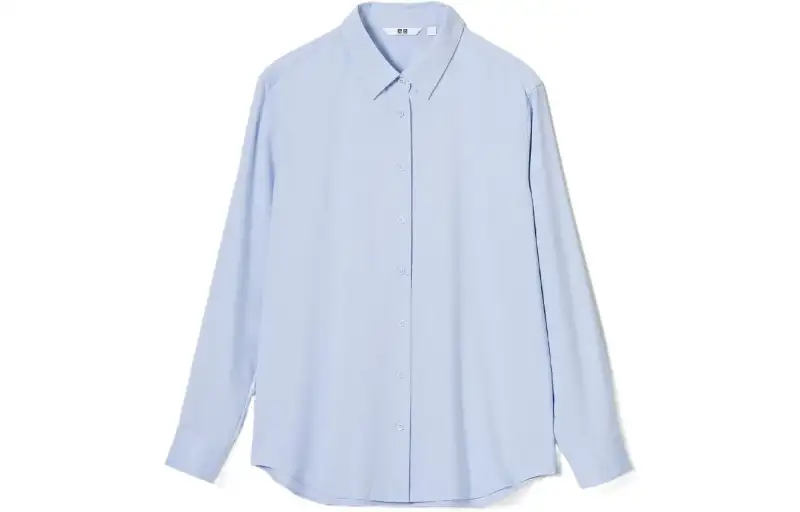 UNIQLO Shirts Women's Aqua Blue Lapel Moderate Shirt