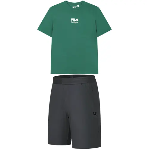 FILA Casual Sportswear Men's Midsummer Green+Dark Ink Gray Crew Neck Moderate