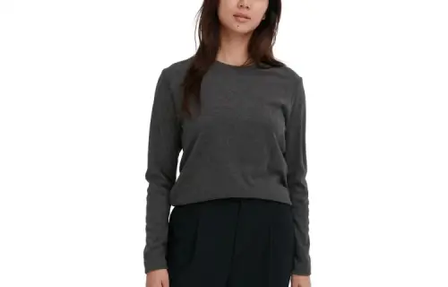 UNIQLO Knitwear Women's 07 Asphalt Gray Crew Neck Moderate Base Layer