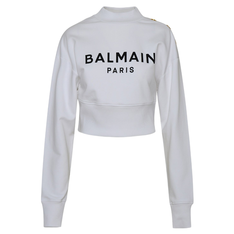 Женское худи BALMAIN укороченное (белое)
