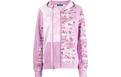 A BATHING APE Bape Sweatshirts Women's Pink Hooded Moderate Cardigan