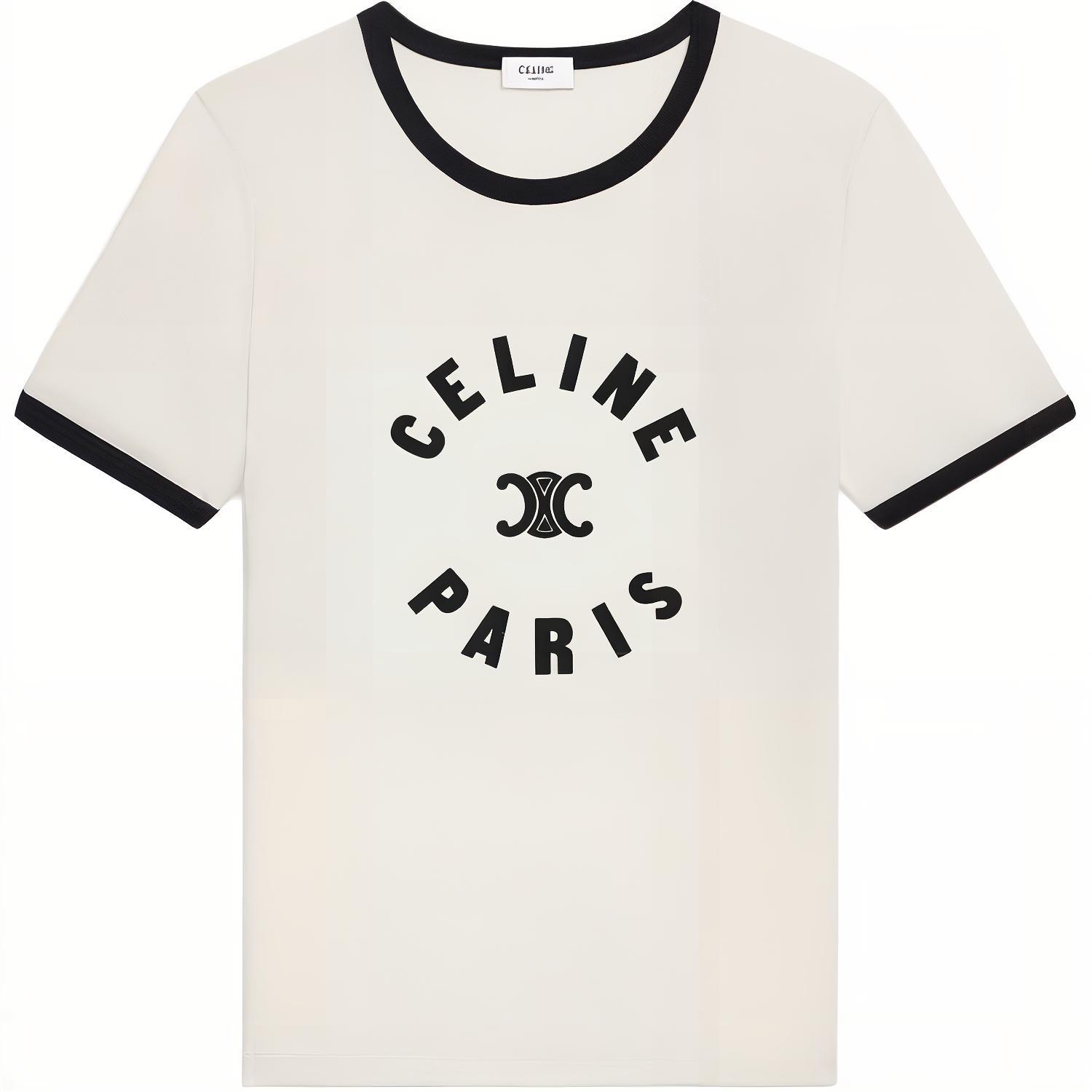 Женская футболка CELINE SS24 Logo (молочно-белая)