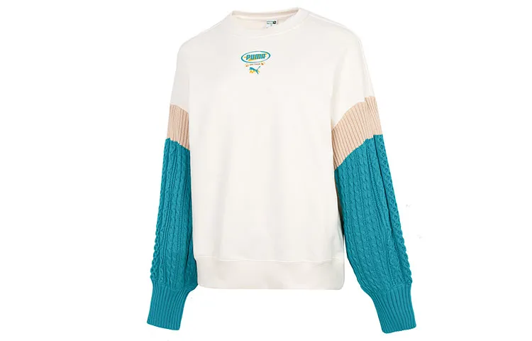 PUMA Sweatshirts Women's White Crew Neck Moderate Regular