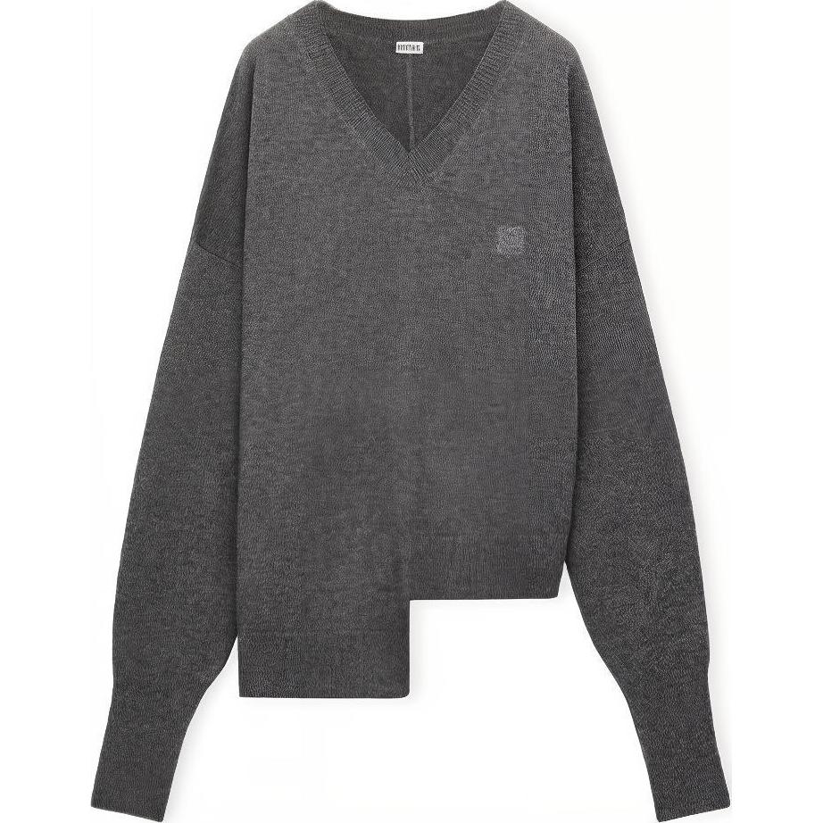 LOEWE Cashmere Sweaters Women's Dark Gray V Neck Moderate