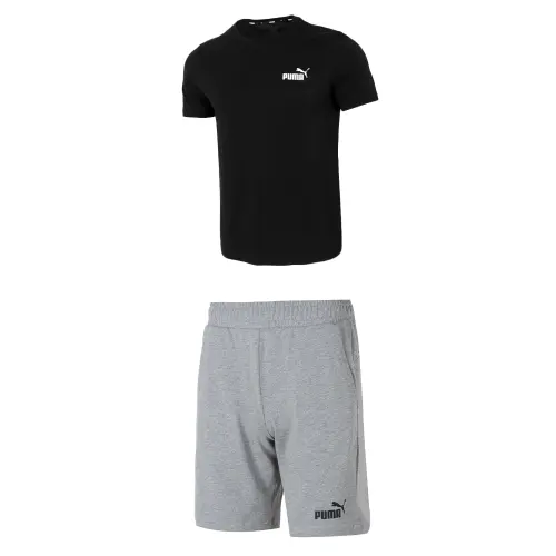 PUMA Casual Sportswear Men's Black+Gray Crew Neck Moderate