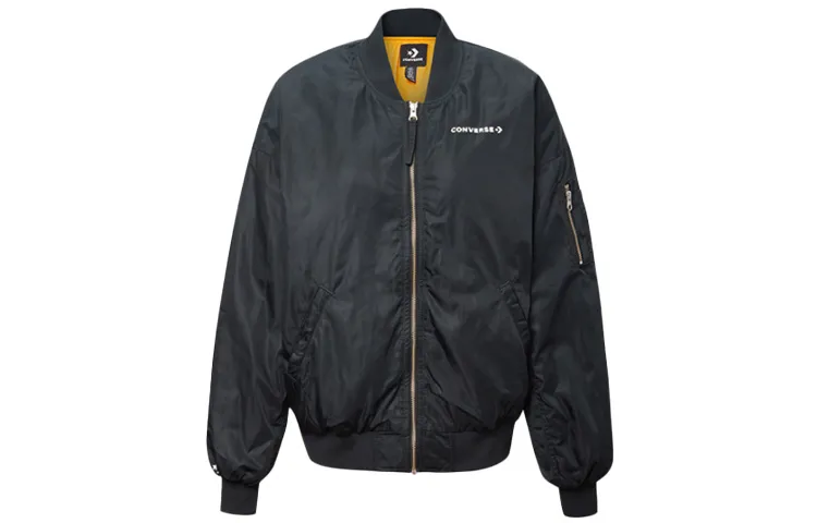 Converse Jackets Women's Black Baseball Collar Moderate Pilot