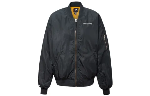 Converse Jackets Women's Black Baseball Collar Moderate Pilot