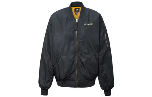 Converse Jackets Women's Black Baseball Collar Moderate Pilot