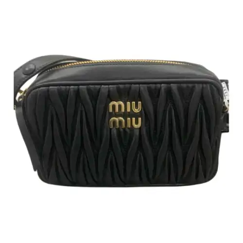 MIU MIU Matelassé Soft Sheep Leather Camera Bag, Crossbody Bag, Shoulder Bag Women's Black