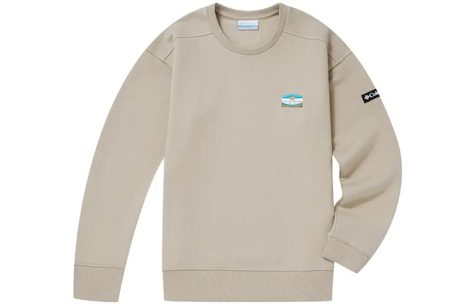 Columbia Pattern Fleece Lined Embroidery Pullover Sweatshirt Women's Dark Khaki
