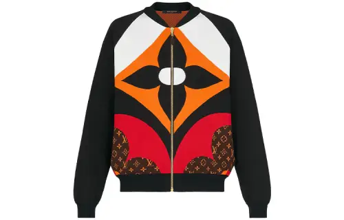 LOUIS VUITTON FW21 Women's Floral Print Zip-Up Jacket Black