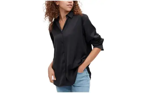 UNIQLO Shirts Women's Black Half Open Collar Moderate Other