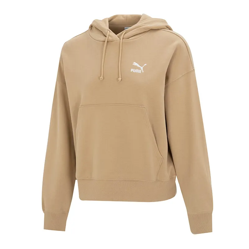 PUMA Sweatshirts Women's Khaki Hooded Moderate Straight Fit