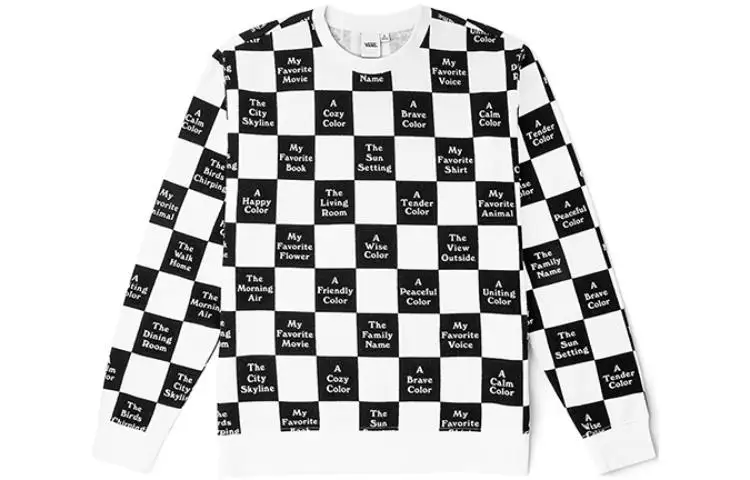 Vans Sweatshirts Women's Black/White Crew Neck Moderate Regular
