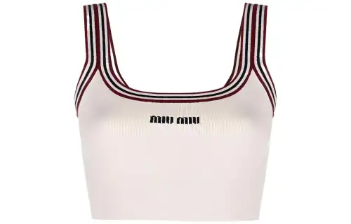 Miu Miu stripe-trim cashmere cropped top
