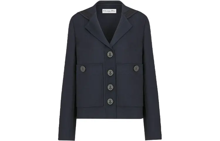 DIOR Quarterly New Products Jackets Women's Marine Blue Lapel Moderate Other