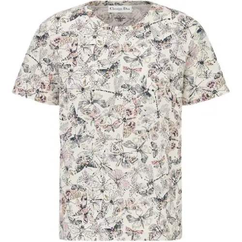 DIOR T Shirts Women's White Crew Neck Moderate Straight Fit