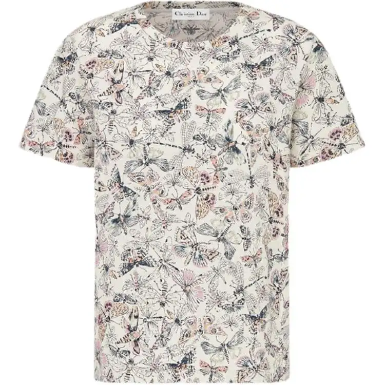 DIOR T Shirts Women's White Crew Neck Moderate Straight Fit