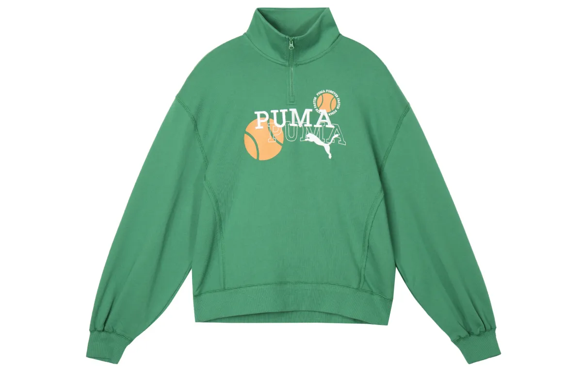 PUMA Sweatshirts Women's Green Stand Collar Moderate Other