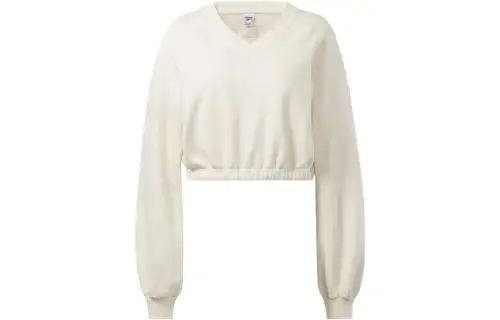 Reebok Sweatshirts Women's White V Neck Moderate Regular