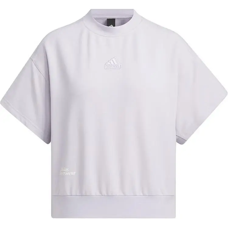 Adidas T-Shirts Women's Purple Crew Neck Moderate Straight Fit