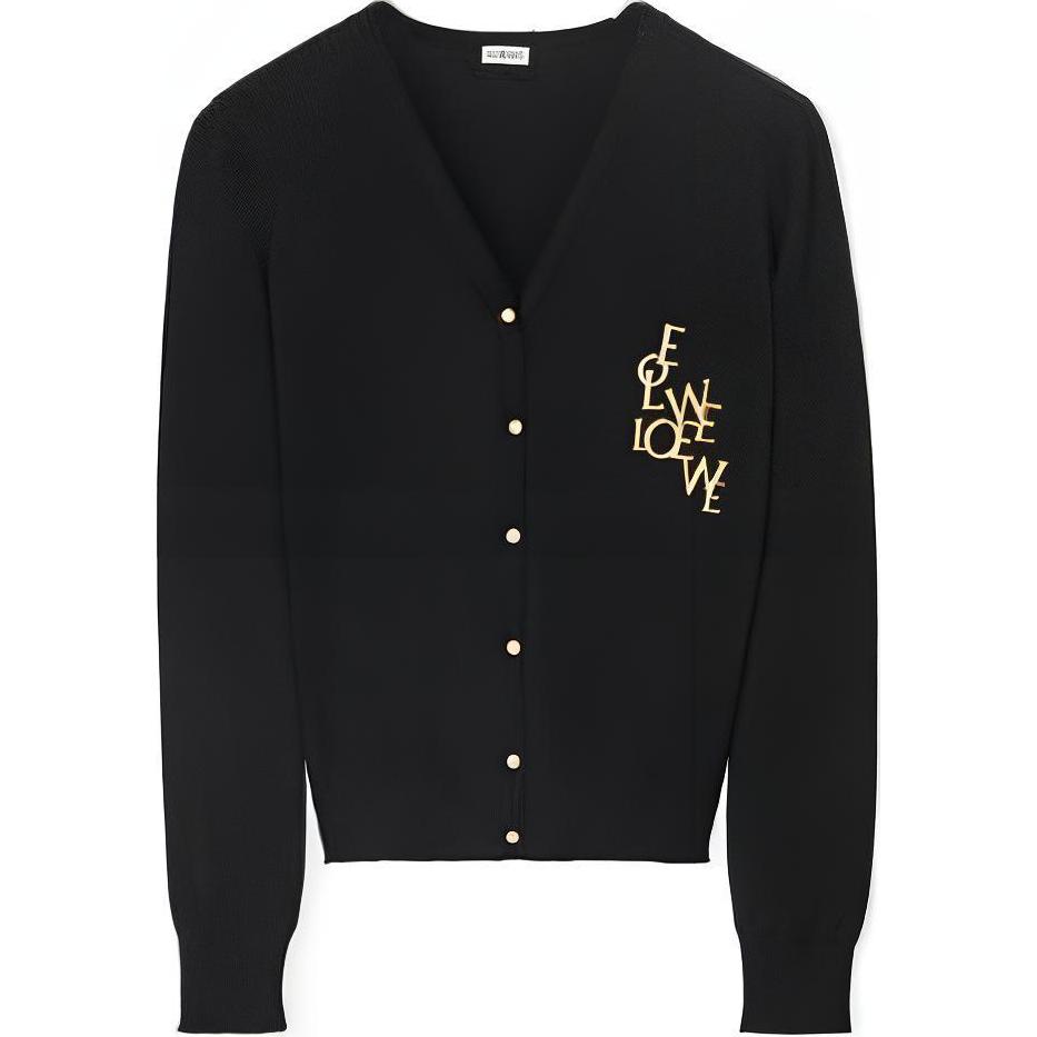 LOEWE Cashmere Sweaters Women's Black V Neck Moderate