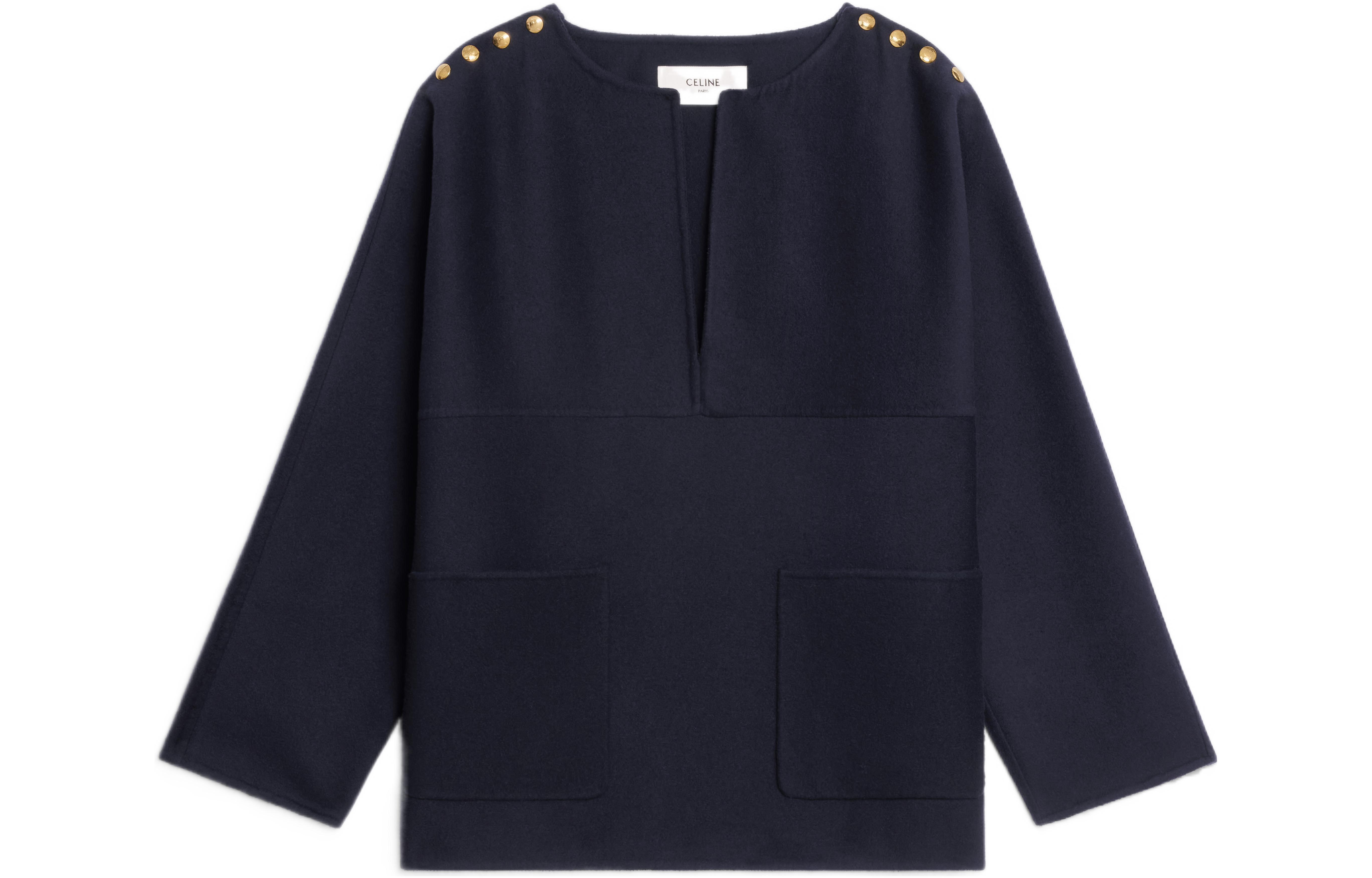CELINE Cashmere Sweaters Women's Marine Blue Crew Neck Moderate