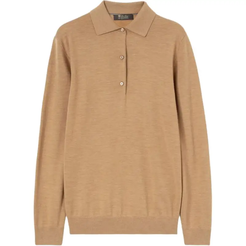 Loro Piana Polo Shirts Women's Brown Square Collar Moderate Straight Fit